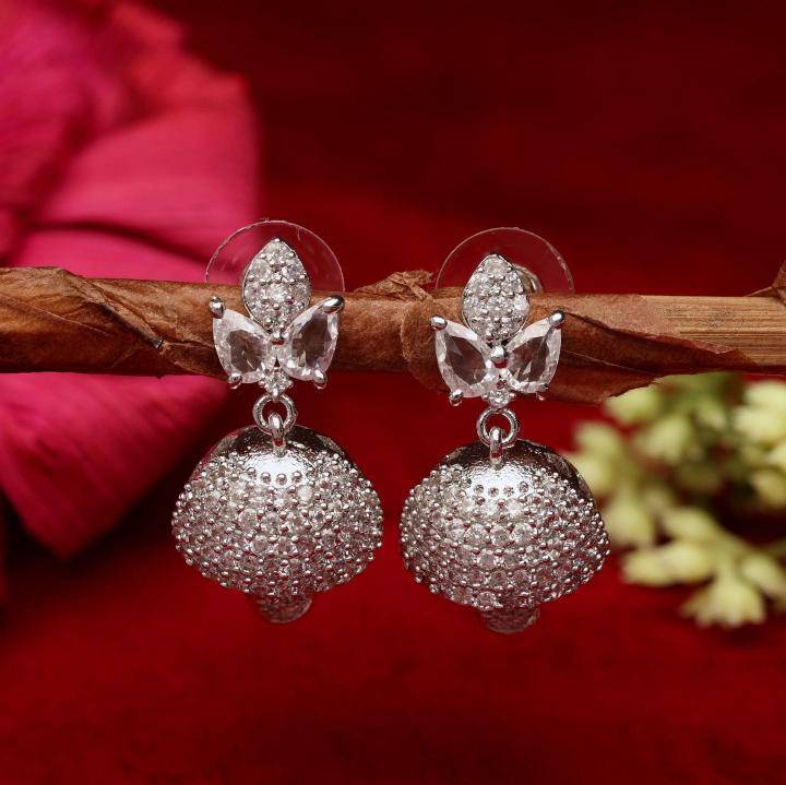 Anti tarnisha ad silver jumkha earrings 1253 Ethnic artificial jewellery Delhi